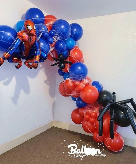 Spiderman Balloon, Spiderman Birthday Party Decorations, Spiderman Decorations, Spiderman Birthday Cake, Marvel Birthday Party, Spider Man Birthday, Spiderman Theme, Spiderman Birthday Party, Avengers Birthday