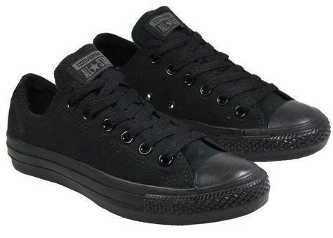 The black converse sneakers she wears on the job 2024 Word, Black Converse Low, All Black Converse, Converse All Star Ox, Black Chucks, Converse Womens, Limited Edition Shoes, Low Shoes, Black Converse