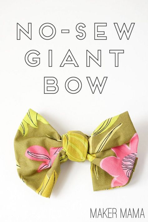 Raid your fabric stash, or the thrift store, and see how to make your own giant no-sew DIY bow to brighten up your day. Fabric Bow Tutorial, Diy Baby Bows, Headband Diy, Giant Bow, Diy Baby Headbands, Fabric Hair Bows, Diy Bebe, Thrift Store Crafts, Trendy Sewing