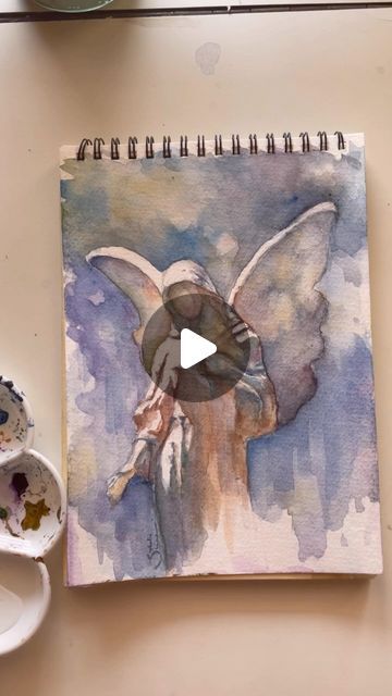 @etherea_elle_stateofmind on Instagram: "˚₊‧꒰ა ♡ ໒꒱ ‧₊˚ couldn’t make it look as graceful as it must’ve been  but I think that’s what I like about it🪽  •  • #watercolor #watercolourpainting #angelpainting #watercolorpainting #watercolorangel #angel #onlyangel #harrystyles #harrystylesalbum #hs #artistsoninstagram #artist #art" Angel Wings Watercolor Painting, Watercolor Angels Christmas, Christmas Angel Watercolor Paintings, Angel Watercolor Paintings, Watercolor Angels, Angel Watercolor, Watercolor Angel, Angel Painting, Mystical Art