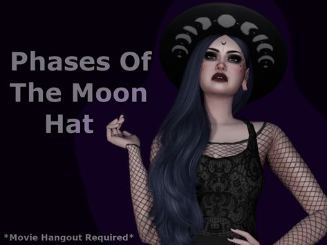 Sims 4 Witch House, Movie Hangout, Moon Hat, Medieval Witch, Witch Accessories, Sims Medieval, Occult Clothing, Phases Of The Moon, Witch Outfit