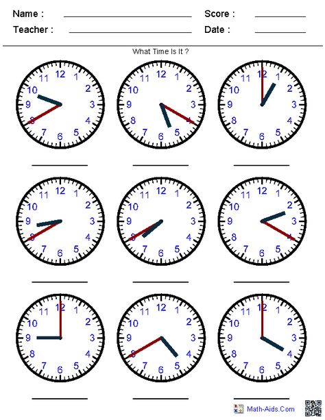 Generate Random Clock Worksheets for Pre-K, Kindergarten, 1st, 2nd, 3rd, 4th, and 5th Grades.  Identify the Time by the Hands Worksheets Clock Worksheets, Telling Time To The Hour, Worksheet Math, Learn To Tell Time, Telling Time Worksheets, Time To The Hour, Time Worksheets, Printable Math Worksheets, Math Work