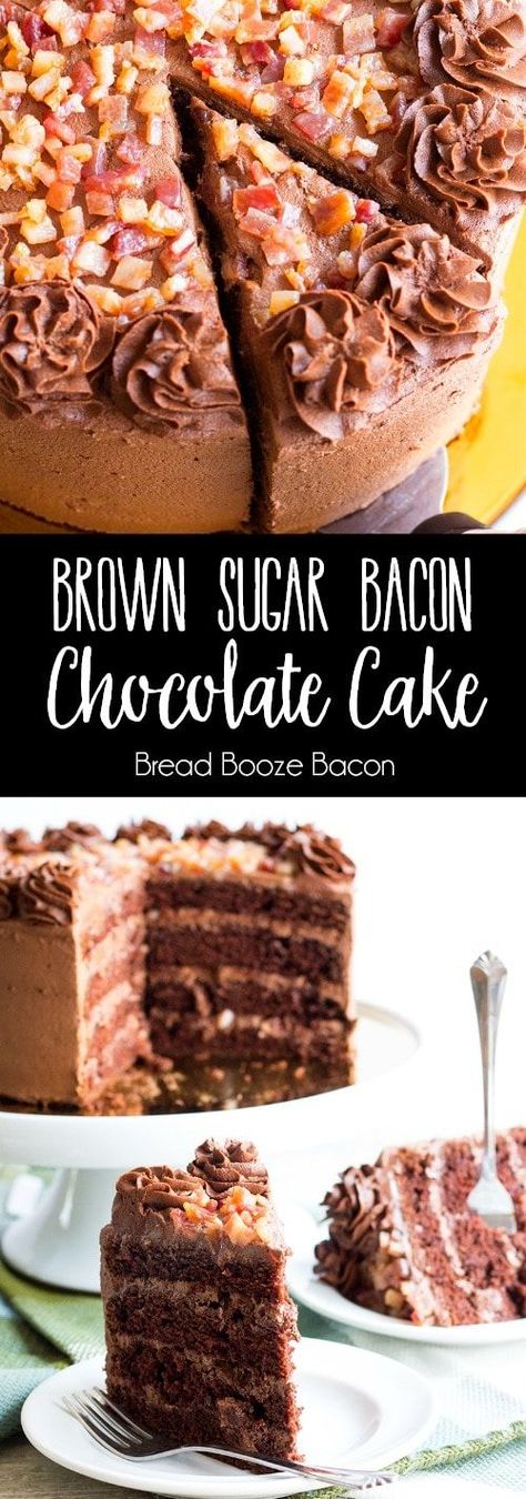 Bacon Chocolate Cake, Bacon Dessert, Bacon Dessert Recipes, Bacon Cake, Bacon Desserts, Bacon Chocolate, Salty Desserts, Brown Cake, Bread Booze Bacon