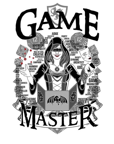 Female Game Master - Black by Milmino Game Master Art, D D Funny, D D Classes, Dungeon Master's Guide, Arte 8 Bits, Dnd Art, D&d Dungeons And Dragons, Game Master, Nerd Geek