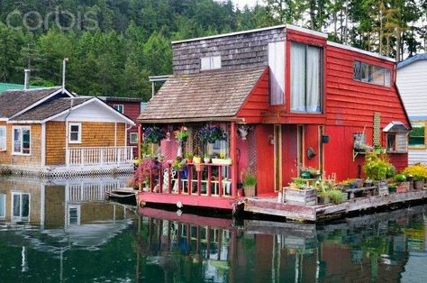 Boat House Exterior, Duncan Bc, Cowichan Valley, Island Scenery, Rambling Roses, Houseboat Living, Floating Homes, House Boats, Boat Ideas