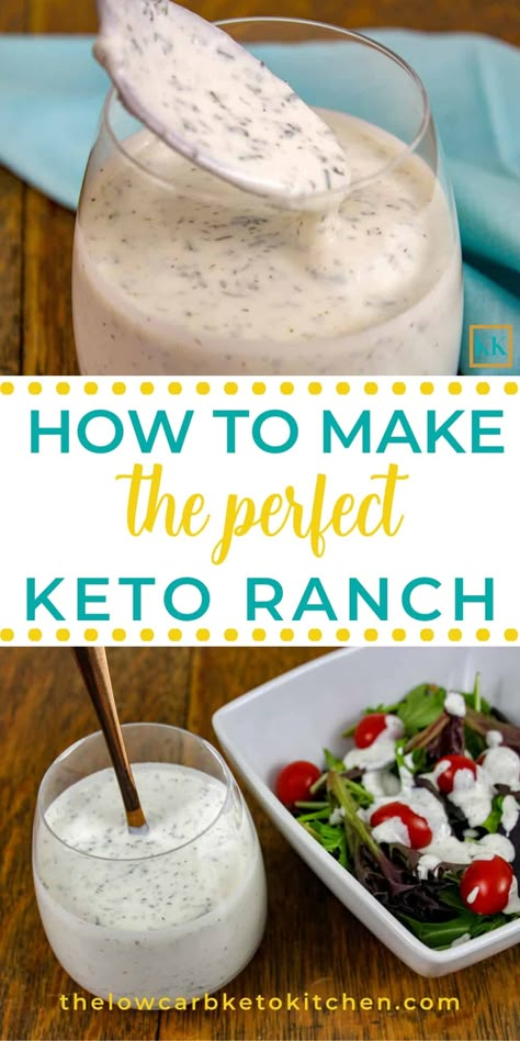 The Perfect Keto Ranch Dressing ~ with Mix and Dip Directions Keto Ranch Dressing Recipe, Keto Ranch Dressing, Keto Ranch, Keto Salad Dressing, Keto Sauces, Ranch Dressing Recipe, Low Carb Diets, Ranch Dressing Mix, Recetas Keto