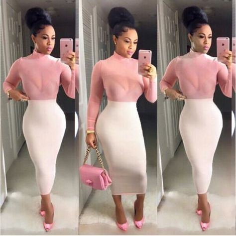 Fashion Women Long Sleeve Bandage Bodycon Evening Party Cocktail Club Mini Dress in Clothing, Shoes & Accessories, Women's Clothing, Dresses | eBay Pink Midi Skirt Outfit, Pink Midi Skirt, Midi Skirt Outfit, Pink Friday, Long Bodycon Dress, Cocktail Evening Dresses, Midi Cocktail Dress, Million Dollar, Cocktail Party Dress