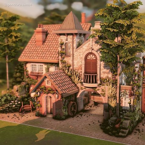 Sims 4 Old House, Sims 4 Farm, Sims 4 Floorplan, Cottage Mansion, Sims 4 Cottage, The Sims 4 Lots, Fairytale House, Sims Builds, Sims 4 House Plans