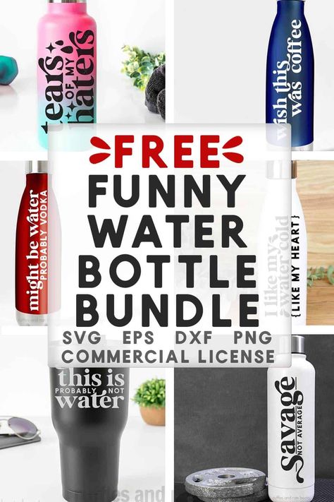 Designed Water Bottles, Svg For Water Bottles Free, Fun Water Bottle Sayings, Cricut Water Bottle Ideas For Women, Cricut Vinyl For Tumblers, Funny Water Bottle Quotes Svg, Water Bottle Svg Designs Free, Water Bottle Stickers Ideas Cricut, Customized Water Bottles Ideas