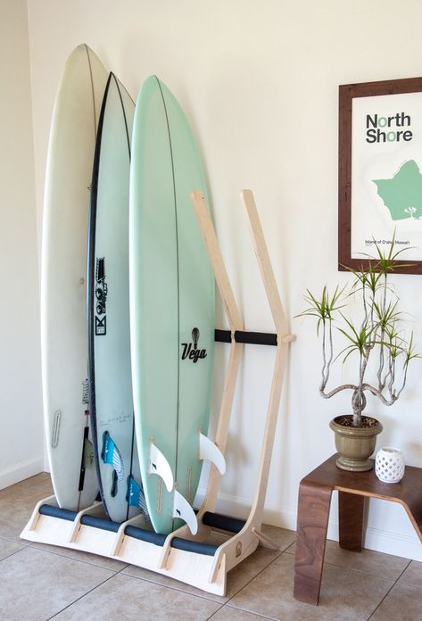 12 OF THE COOLEST SURFBOARD RACKS EVER Surfboard Display, Surfboard Wall Rack, Decoration Surf, Surfboard Stand, Surf Room Decor, Surfboard Storage, Deco Surf, Kayak Stand, Surf Rack