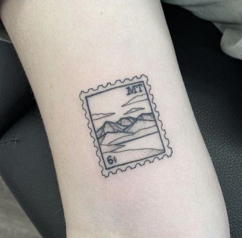 Nashville Stamp Tattoo, Texas Postage Stamp Tattoo, Desert Stamp Tattoo, Single Tattoo, Stamp Tattoo Mountains, Arizona Stamp Tattoo, Mountain Postage Stamp Tattoo, Stamp Tattoo Postage, Colorado Stamp Tattoo