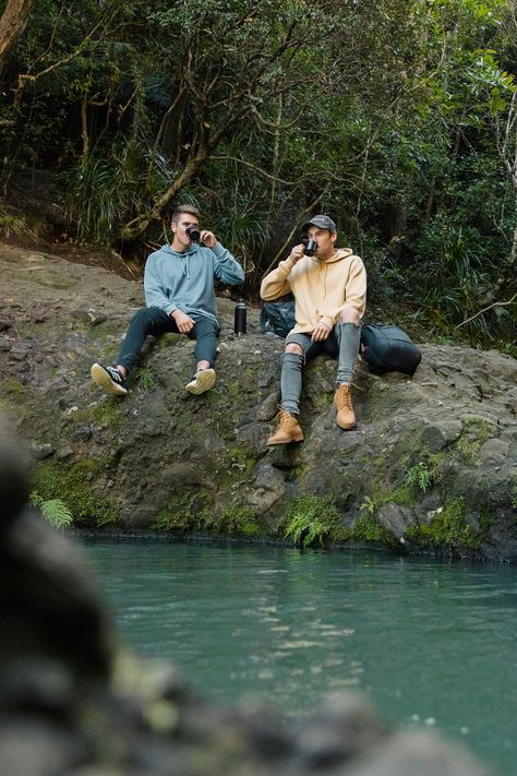 Coffee Outdoors Photography, Guy Friends Pictures, Barista Portrait, Guy Drinking Coffee, Drip Photo, Adventure Friends, Camping Coffee Maker, Community Coffee, Hiking Snacks