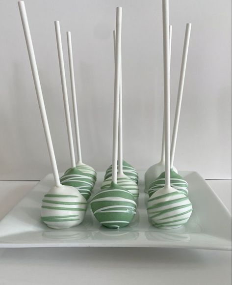 Cake Pops Sage Green, Sage Green And Gold Cake Pops, Light Green Theme Birthday Party, Green And White Cake Ideas, Light Green Cake Pops, Sage Green Birthday Party Theme, Sage Green And White Cake Pops, Graduation Party Cake Pops, Sage Green Bday Party