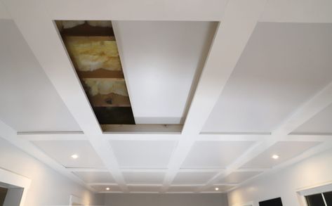 Faux Coffered Ceiling, Diy Coffered Ceiling, Finish Basement Ceiling, Drop Ceiling Basement, Drop Ceilings, Basement Office, Basement Remodel Diy, Diy Basement, Drop Ceiling