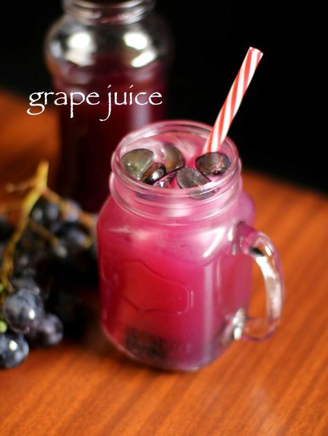 grape juice recipe | grapefruit juice recipe | homemade black grape juice with step by step photo and video recipe. grapefruit juice is prepared with various ways, however the taste may range from sweet-tart to very sour. moreover, homemade grape juice are ideal as it does not contain any preservatives as compared to the store bought one which is high in sugar and chemical preservatives for long shelf life. Grape Juice Aesthetic, Easy Grape Juice Recipe, Grapefruit Juice Recipe, Grapes Juice, Homemade Grape Juice, Grape Juice Recipe, Juice Aesthetic, Fruit Juice Recipes, Black Grapes