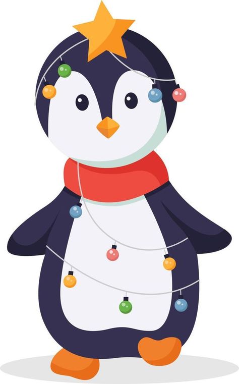 Cute Penguin with Garland Light Christmas Character Design Illustration Christmas Character Design, Character Design Illustration, Cute Penguin, Light Garland, Christmas Characters, Cute Penguins, Graphic Templates, Design Illustration, Penguins