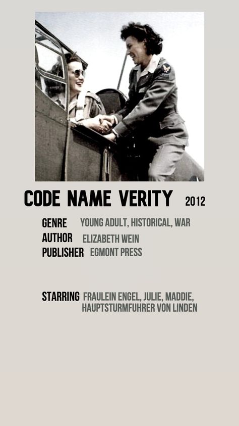 Code Name Verity, Minimalist Book, Book Poster, Code Name, Code Names, Book Posters, Room Posters, Book Worms, Star Wars