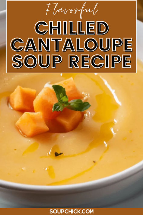 Chilled Cantaloupe Soup Recipe Chilled Cantaloupe Soup, Cantaloupe Soup Summer, Cantaloupe Soup, Ripe Cantaloupe, Cold Soup Recipes, Cantaloupe Recipes, Cold Soups, Melon Soup, Almond Milk Yogurt