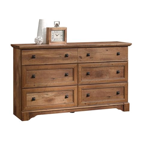 Sauder 420613 Dresser 57.638 L X 15.512 W X 33.78 H Vintage Oak * Click on the image for additional details. (This is an affiliate link and I receive a commission for the sales) #bedroomfurnituresetsforwomen Traditional Dressers, Drawer Bedroom, Oak Dresser, Wooden Dresser, Wood Dresser, Bedroom Furniture Dresser, Double Dresser, 6 Drawer Dresser, Bedroom Dressers