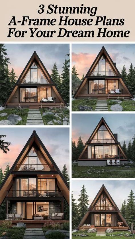 3 Stunning A-Frame House Plans for Your Dream Home A Frame House 3 Bedroom, 4 Bedroom A Frame House, 4 Bedroom A Frame, A Frame House Plans, Architecture Board, Frame House, A Frame House, Glass Roof, Open Layout