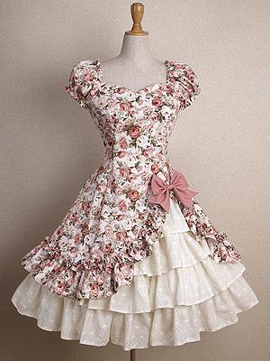 * Vintage Midi Dresses, Flowers Print, Frock Design, Dresses Kids Girl, Lolita Dress, Lolita Fashion, A Dress, Kids' Dresses