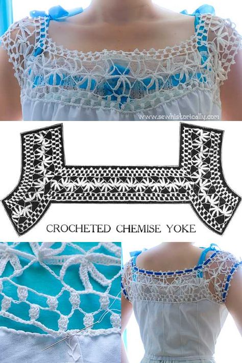 Edwardian Crochet, Yoke Pattern, Crochet Yoke, Floral Crochet, Crochet Stuff, The Leaf, Easy Sewing Projects, Historical Costume, Pattern Background