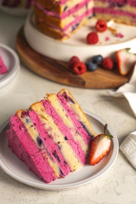 Lemon Berry Mascarpone Cake (Gluten Free) - The Sugar And Salt Co. Berry Mascarpone Cake, Blueberry Frosting, Mascarpone Cake, Cake Gluten Free, Cake Layers, Warm Cake, Gluten Free Cake, Mascarpone Cheese, Gluten Free Treats