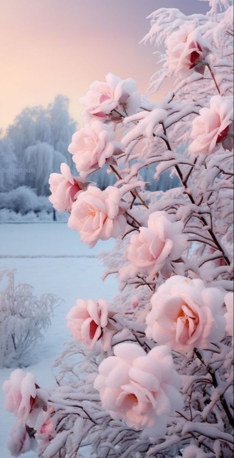 #snow #roses #beautiful #wallpapers #pretty #winter #aesthetic #fantasy #dreamy Winter Roses Wallpaper, Winter Astethic Wallpapers, Snow Flower Aesthetic, Christmas Astethic Wallpaper Iphone, Pink Winter Background, Winter Astethic, Soothing Images, Snow Rose, Iphone Wallpaper Winter