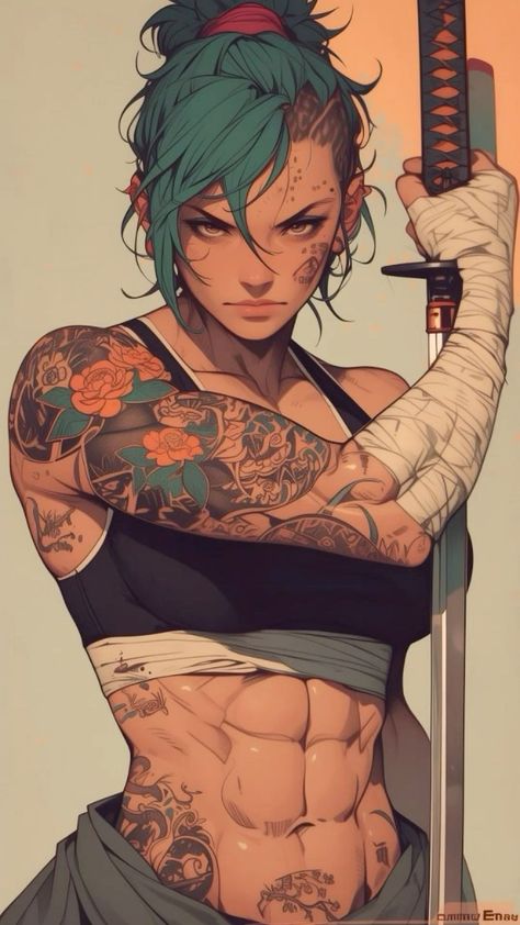 Barbarian Woman, Female Samurai, Rare Features, Twitter Artist, Female Character Concept, Follow Tiktok, Samurai Art, Female Face, Girls Characters