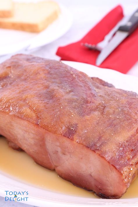 Carve Ham with Pineapple Brown Sugar Glaze https://www.todaysdelight.com/carve-ham-with-pineapple-brown-sugar-glaze/ Pineapple Brown Sugar Glaze, Ham Cooking Time, Glaze Ham, Filipino Fruit Salad, Pineapple Glaze For Ham, Ham With Pineapple, Ham In The Oven, Spiral Sliced Ham, Pineapple Ham