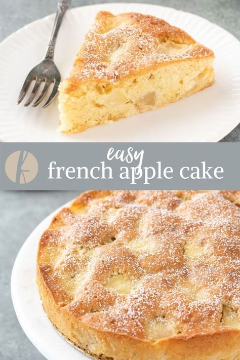 Easy French Dessert Recipes, French Apple Cake Recipe, Apple Cake Recipe Easy, Whipped Cream Desserts, Easy Apple Cake, French Apple Cake, Apple Recipes Easy, French Cake, Apple Brandy