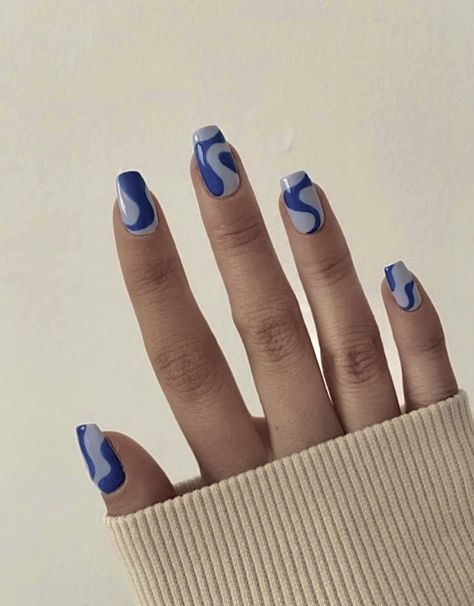 Baby Blue Nail Art, Summer Nails Ideas, Nails Art Designs, Hippie Nails, Cute Simple Nails, Minimal Nails, Pretty Gel Nails, Cute Gel Nails, Blue Nail