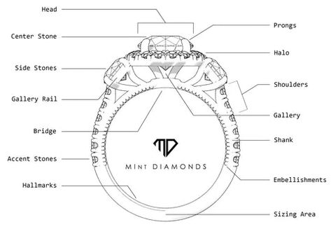 Engagement Ring Anatomy, Ring Sketch, Belt Shirt, Jewelry Knowledge, Jewellery Design Sketches, Overall Outfit, Jewelry Design Drawing, Jewelry Illustration, Shoes Socks