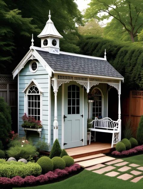 Victorian Garden Shed, Victorian Shed, Chicken Habitat, Cottage Trailer, Greenhouse Shed Combo, Contemporary Sheds, 1930s Decor, Cottage Garden Sheds, Trailer House