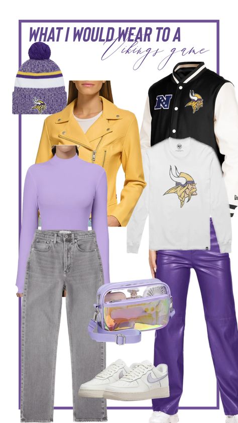 Vikings Game Day Outfit, Minnesota Vikings Game Day Outfit, Mn Vikings Outfit Woman, Nfl Vikings, Vikings Game, Vegas Outfit, Football Game Outfit, Team Apparel, Football Outfits