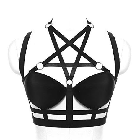 Pentagram Harness, Goth Plus Size, Goth Lingerie, Gothic Lingerie, Harness Fashion, Occult Fashion, Rave Costumes, Attitude Clothing, Harness Bra