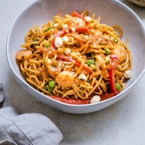 Thai Peanut Sauce Noodles, Weeknight Meal Plan, Noodles Shrimp, Noodles With Shrimp, Thai Peanut Noodles, Peanut Sauce Noodles, Shrimp Noodles, Thai Peanut Sauce, Shrimp And Broccoli