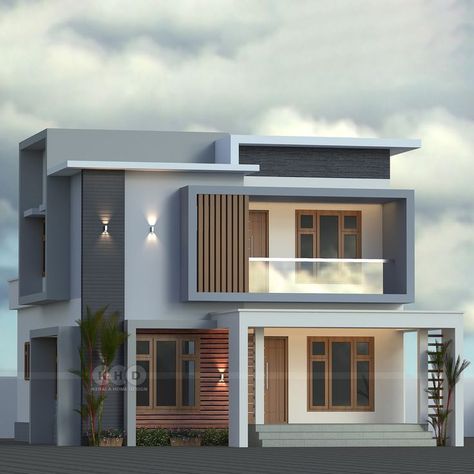 Exterior Bunglow Color, Balcony Designs Exterior, Balcony Front Design, Modern House Colour Exterior, Bungalow Exterior Colour, Outer Paint For House, Front Colour Of House, House Exterior Paint Ideas Indian, Indian House Colour Outside