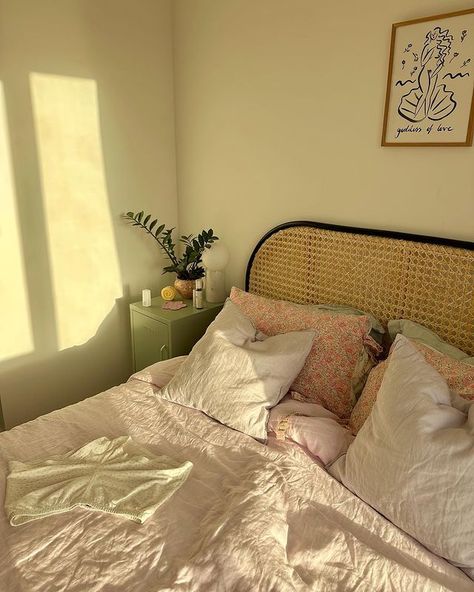 All Posts • Instagram Headboard Aesthetic, Anthropomorphic Characters, Summer Room, Danish Pastel Aesthetic, Rattan Headboard, London Flat, Danish Pastel, The Everygirl, Bedroom Decor Ideas