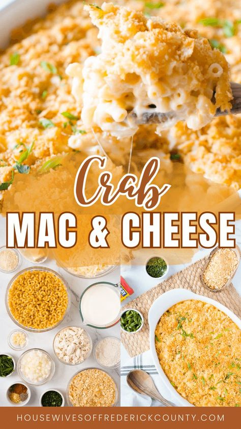 crab macaroni and cheese recipe Crab Mac And Cheese Recipe, Ritz Cracker Crust, Seafood Mac And Cheese, Crab Mac And Cheese, Crab Pasta, Bake Mac And Cheese, Crab Meat Recipes, Seafood Bake, Macaroni Cheese Recipes