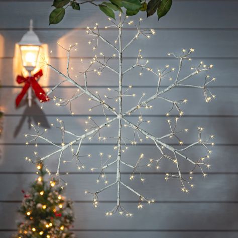 The Holiday Aisle® LED Lighted Window Décor | Wayfair Snowflake Lights, Warm White Lights, Cluster Lights, Wreath Home Decor, Icicle Lights, Battery Lights, Snow Flake, Outdoor Holidays, Gerson