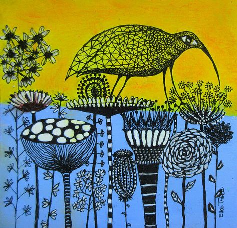 Elke Trittel, Travelling Around The World, Naive Illustration, Canvas Art Projects, Jr Art, Inner World, Ink Drawings, Art Et Illustration, Wow Art