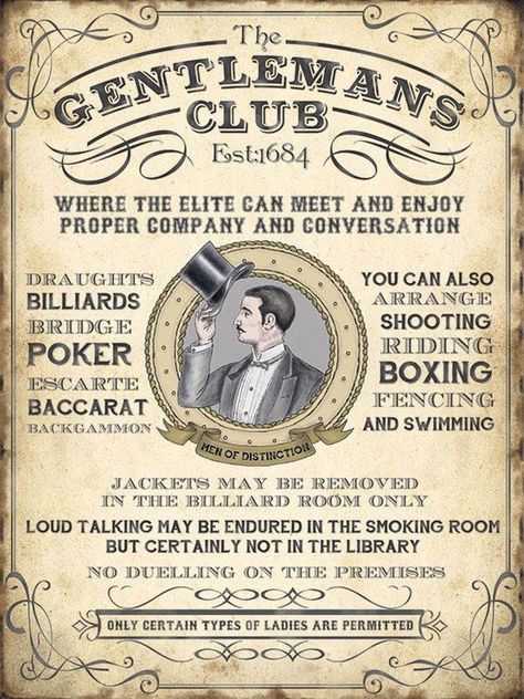 Gentlemen Club, Gentleman's Club, Whiskey Room, Gentlemans Club, Vintage Tin Signs, Unique Gifts For Men, Metal Wall Sign, Billiard Room, Advertising Signs