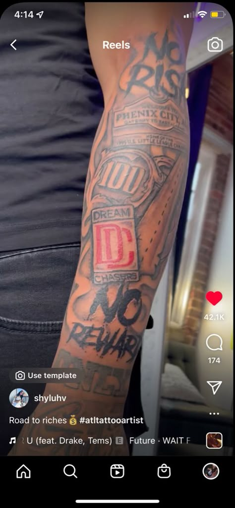 Mens Forearm Tattoos Sleeve Men Styles, Dreamchasers Tattoo Men, Hardest Tattoos, Sick Forearm Tattoos For Men, Front Arm Tattoo Men Sleeve, Tattoo Forearm Sleeve, Dreamchasers Tattoo, Dream Chaser Tattoo Forearm, Black Male Tattoo Ideas