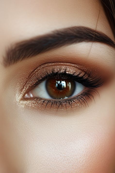 Brown Gold Eyeshadow, Make Brown Eyes Pop, Eyeshadow Combos, Brown Eye Makeup, Bronze Smokey Eye, Brown Eyes Pop, Make Brown, Eyeshadow Colors, Bronze Eyeshadow