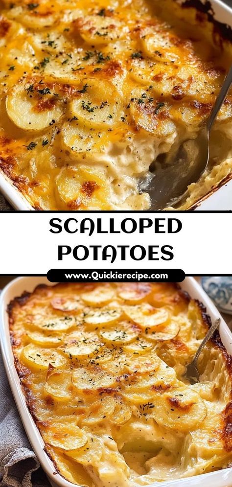 These Scalloped Potatoes are creamy, cheesy, and baked to golden perfection, making them the ultimate comfort food side dish. Ingredients: 4 large potatoes, thinly sliced 1 cup heavy cream 1/2 cup shredded cheddar cheese 2 cloves garlic, minced A rich and satisfying dish perfect for any holiday or family dinner Scalloped Potatoes Allrecipes, Scalloped Potatoes Hashbrowns, Can You Freeze Scalloped Potatoes, Cottage Cheese Scalloped Potatoes, Scalloped Potatoes Best, Scalloped Potatoes Au Gratin Recipes, Scalloped Potatoes Sauce, Scalloped Potatoes And Ham Casserole, Martha Stewart Scalloped Potatoes Recipe