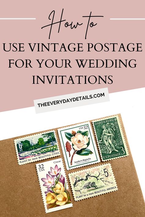 Vintage Stamps Postage Wedding Invitations, Vintage Postcard Wedding Invitations, Wedding Invitation Stamps, Vintage Stamps Wedding Invitation, Postage Stamps Diy, Stamp Wedding Invitations, Vintage Stamps Postage, Usps Stamps, Wedding Postage Stamps