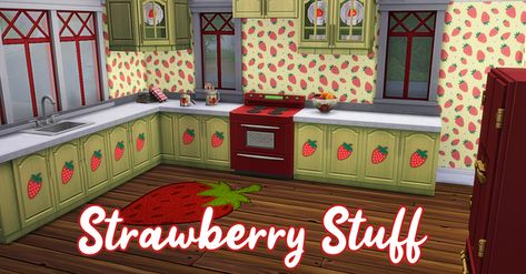 Strawberry Stuff | Patreon Sims 4 Cc Maxis Match Not So Berry, Sims 4 Strawberry Shortcake Cc, Strawberry Shortcake Sims 4 Cc, Sims 4 Strawberry Cc, Sims 4 Cc Strawberry, Sims 4 Strawberry, Strawberry Stuff, Sims 4 Beds, Strawberry Beds