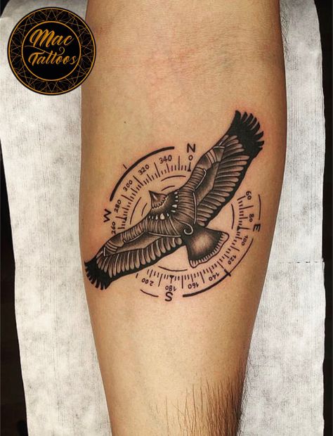 Eagle compass piece inked at @mac_tattoos_original #hauzkhas by @tattooink883 For appointments do call or what’s app us on : +91 8851 012 863 +91 7042 130 654 Thanks for looking 😊 #eagletattoo #compasstattoos #birdtattoos #besttattoostudioindelhi #besttattooshopindelhi Bird Compass Tattoo, Eagle Compass Tattoo, Eagle Scout Tattoo, Eagles Tattoo, Compas Tattoo, Raven Tattoos, Small Feather Tattoo, Friends Tattoos, Japanese Tattoo Words