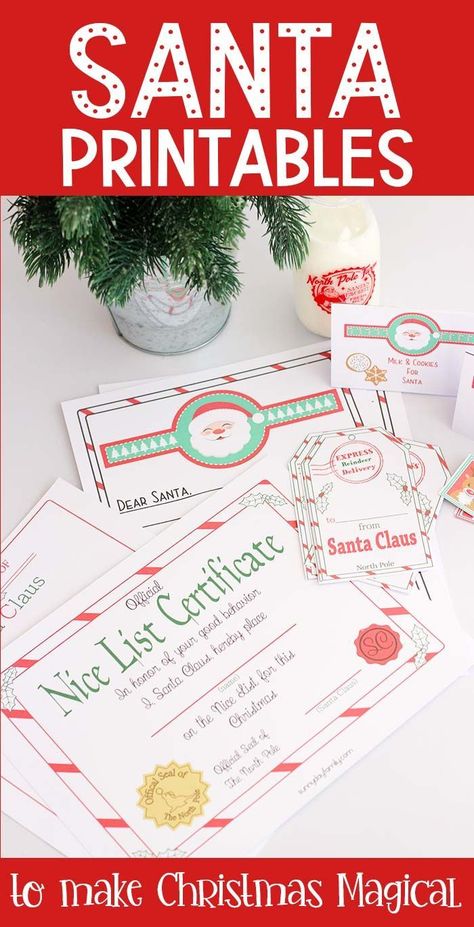 Make Christmas magic easy with these adorable Santa printables! Includes a letter to Santa, letter from Santa, Nice List certificate, Santa gift tags, gift labels, milk & cookies tags, and reindeer food tags. Super cute and fun for the whole family! #christmas #santa #instantdownload #christmasgift #santaclausiscomingtotown Make Christmas Magical For Kids, Santa Nice List Certificate, Make Christmas Magical, Santa Nice List, A Letter To Santa, Nice List Certificate, Santa Gift Tags, Christmas Easy, Fun Christmas Activities